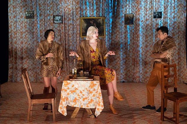Minor Character- Now at @publictheaterny thru Sunday 
Photo by @darthstreisand 
#costumedesign 
#costumedesigner 
#theater
#publictheater 
#minorcharacter
#undertheradar
#utr2019 
#newsaloon 
#unclevanya 
#translations
#trio 
#patternsonpatterns
#yel